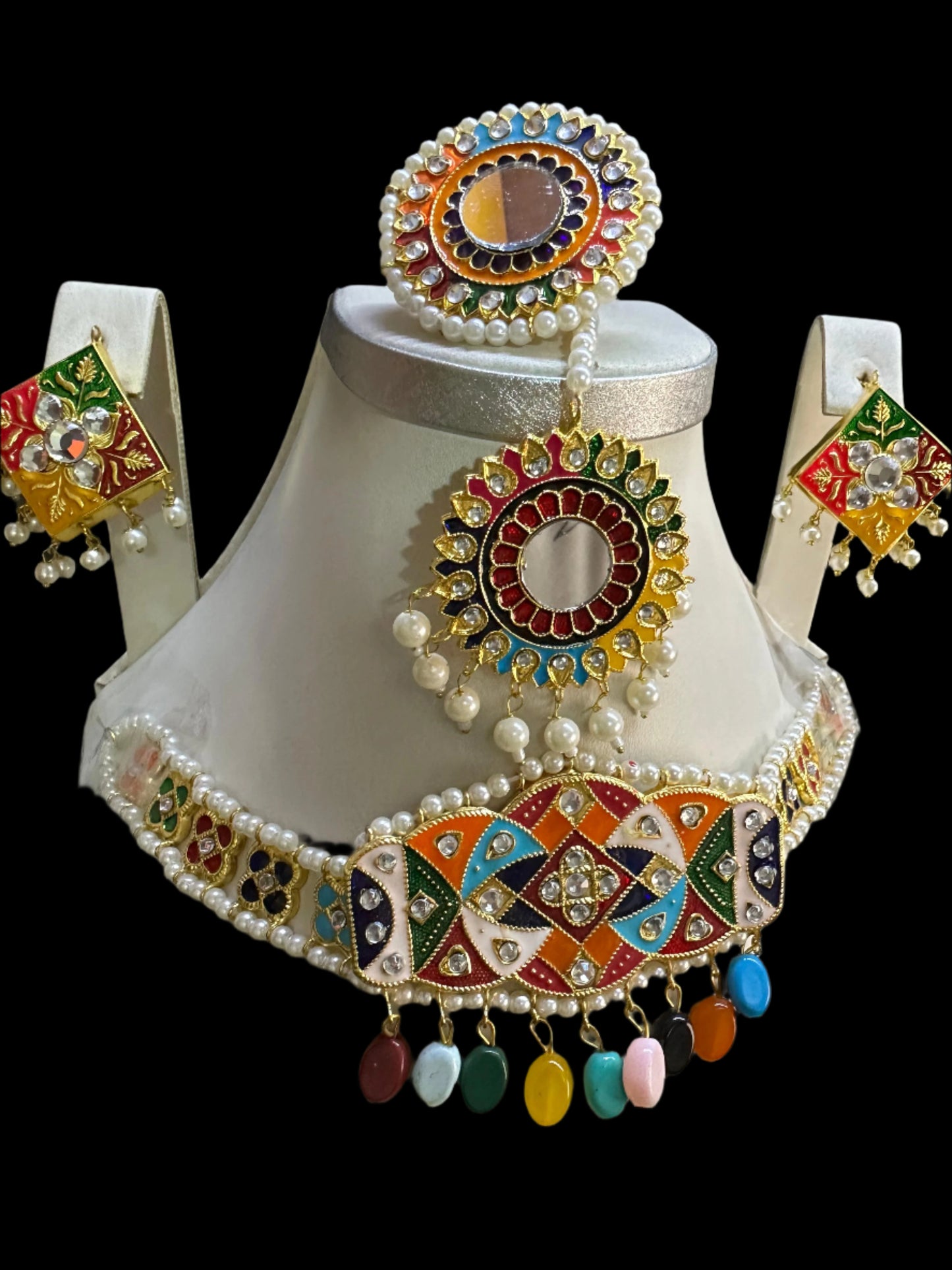 Traditional Full Jewelry Set – Necklace, Earrings & Tika for Brides & Women