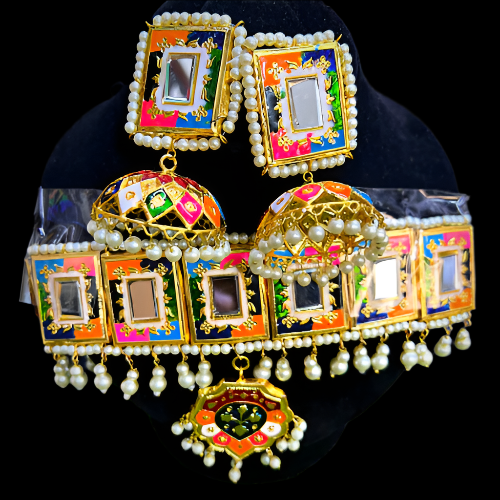 Traditional Bridal Choker Jewelry Set – Matha Patti, Maang Tikka & Earrings for Girls & Women